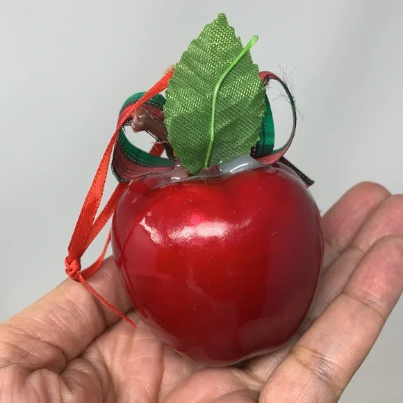 3” apple “#1 Music Teacher” Christmas tree ornament decoration vintage decor - Picture 6 of 15